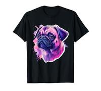 Dueño de Pug Retrato Colorido Perro Animal Lindo Amante Pug Camiseta