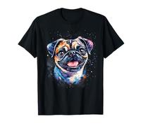 Dueño de Pug Retrato Colorido Perro Animal Lindo Amante Pug Camiseta
