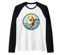 Dueño de un Perro pomeranio Surfista Surfboard Rider Vintage Camiseta Manga Raglan