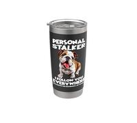 Dueño Del Perro Bulldog Inglés T Bulldog Paseo Bulldog Vaso térmico de acero inoxidable de doble pared