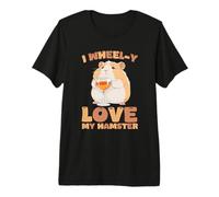 Dueño Divertido de roedores con Texto en inglés I Wheel-y Love My Hamster Camiseta Premium