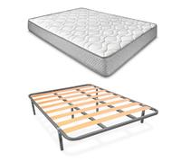 Duérmete Online - Cama Completa con Colchón Marko Reversible + Somier de Láminas Basic con 6 Patas Abrazadera, 150 x 190