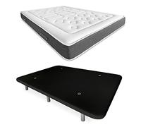 DUÉRMETE ONLINE - Cama Completa con Colchón Viscoelástico Bio Nature + Base Tapizada Reforzada Color Negro con 6 Patas Metálicas Roscadas, 135 x 190