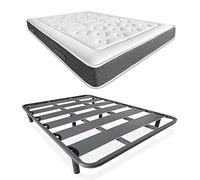 DUÉRMETE ONLINE - Cama Completa con Colchón Viscoelástico Bio Nature + Somier Reforzado 40x30mm con 6 Patas Metálicas Roscadas, 150 x 190