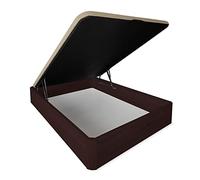Duérmete Online - Canapé Abatible Extra Reforzado Gran Capacidad con Tapa Transpirable, Esquinas Redondeadas, 135 x 190, Cajón Grosor 30mm, Wengué