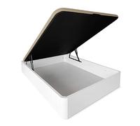 DUÉRMETE ONLINE - Canapé Abatible Madera Gran Capacidad Cajón Grosor 30 mm con Tapa Reforzada y Transpirable, Blanco, 135 x 180 cm