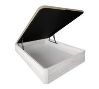 DUÉRMETE ONLINE - Canapé Abatible Madera Gran Capacidad Cajón Grosor 30 mm con Tapa Reforzada y Transpirable, Polar, 150 x 200 cm