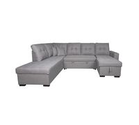 Duérmete Online - Chaise Longue Izquierdo Rinconera Sofá Cama en U con Arcón de Almacenaje Modelo Eldor, Diseño Moderno, Práctico y Funcional, con Cojines Decorativos de Regalo, Color Gris