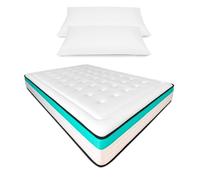 Duérmete Online - Colchón Viscoelástico Bio MAX Premium 135 x 190 cm, [Obsequio Almohadas], Antiácaros, Antibacterias e Hipoalergénico