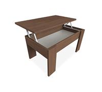 Duérmete Online Mesa de Centro Elevable, Mesita de Salón o Comedor, Acabado en Color Nogal, Medidas: 90 cm (Ancho) x 50 cm (Fondo) x 46-57 cm (Alto), Madera, 90 x 50 x 46/57 cm