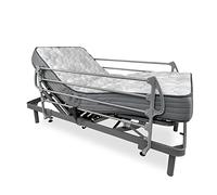 DUÉRMETE ONLINE Pack Cama Eléctrica Articulada Reforzada Ergomax con Colchón Viscoelástico Dorsaltec con Barandillas INOX, Gris Antracita, 105 x 190 cm