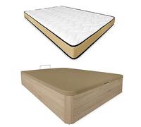 Duérmete Online - Pack Colchón Viscoelástico Aura Reversible + Canapé Madera Abatible Gran Capacidad | Color Cambria 90 x 200