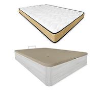 Duérmete Online Pack Colchón Viscoelástico Aura Reversible + Canapé Madera Abatible Gran Capacidad, Gris Polar, 105 x 190