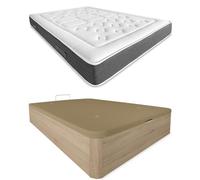 DUÉRMETE ONLINE - Pack Colchón Viscoelástico Bio Nature Grosor 24cm + Canapé Madera Abatible Gran Capacidad | Color Cambria 90 x 190