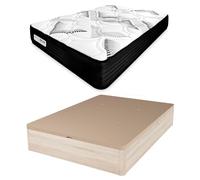 Duérmete Online - Pack Colchón Viscoelástico con Muelles Ensacados Eco Box + Canapé Abatible de Madera Reforzada | Gran Capacidad de Almacenaje | Firmeza Alta | Color Cambria | 135 x 200 cm