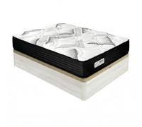 Duérmete Online - Pack Colchón Viscoelástico con Muelles Ensacados Eco Box + Canapé Abatible de Madera Reforzada | Gran Capacidad de Almacenaje | Firmeza Alta | Color Gris Polar | 135 x 180 cm