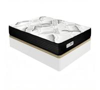 Duérmete Online - Pack Colchón Viscoelástico con Muelles Ensacados Eco Box + Canapé Abatible de Madera Reforzada | Gran Capacidad de Almacenaje | Firmeza Alta | Color Blanco | 135 x 180 cm