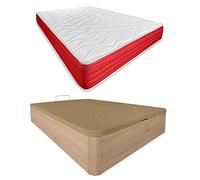 DUÉRMETE ONLINE - Pack Colchón Viscoelástico Lite Reversible + Canapé Madera Abatible Gran Capacidad | Color Cambria 150 x 190