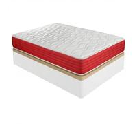 DUÉRMETE ONLINE - Pack Colchón Viscoelástico Lite Reversible + Canapé Madera Abatible Gran Capacidad | Color Blanco 90 x 200