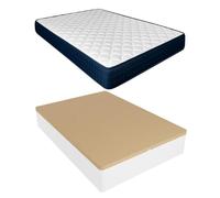 Duérmete Online - Pack Colchón Viscoelástico Lua (Doble Cara) + Canapé Madera Abatible con Gran Capacidad | Color Blanco 135 x 190