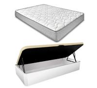 Duérmete Online - Pack Colchón Viscoelástico Marko + Canapé Abatible Gran Capacidad con Apertura Lateral | Color Blanco 90 x 190