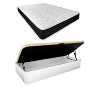 Duérmete Online - Pack Colchón Viscoelástico Pocket Visco + Canapé Abatible Gran Capacidad con Apertura Lateral | Color Blanco 105 x 190