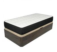 Duérmete Online - Pack Colchón Viscoelástico Pocket Visco + Canapé Abatible Gran Capacidad con Apertura Lateral, Color Wengué 105 x 190