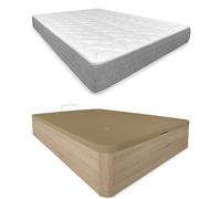 DUÉRMETE ONLINE - Pack Colchón Viscoelástico Viscotec con Canapé Madera Abatible Gran Capacidad, Color Cambria 135 x 180 cm
