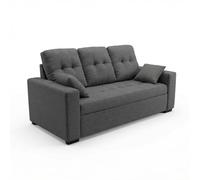 Duérmete Online - Sofá de 3 Plazas para Salón o Sala de Estar, Modelo Lior, Diseño Moderno, Cómodo y Funcional, Tapizado Malmo Acabado en Gris