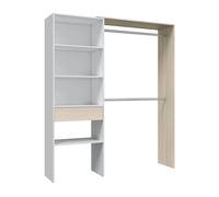 Forés Armario vestidor Habitdesign 2 barras 4 estantes 1 cajón 187x158x40 Reversible Blanco/Roble