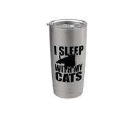 Duermo con mis gatos - Amante divertido de los gatos Vaso térmico de acero inoxidable de doble pared