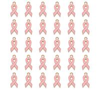 DUESI 30 colgantes de cinta rosa/morada/roja, encantos de conciencia del cáncer de mama para hacer joyas y accesorios de bricolaje