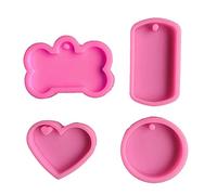 DUESI 4 unids etiqueta colgante epoxi resina molde perro huesos amor corazón redondo oval llavero molde de silicona DIY artesanía joyería colgantes herramientas de fundición