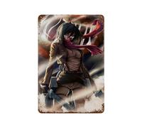 DUETFGBL Póster de personaje de anime Attack on Titan Mikasa Ackerman, decoración de pared, póster de metal moderno, decoración de bar, 30 x 20 cm