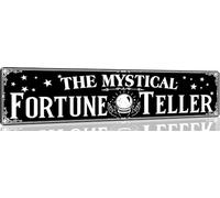 Duetom The Mystical Fortune Teller - Letrero de metal vintage para Halloween, decoración gótica de bruja, para cafetería, bar, cocina, 4 x 16 pulgadas