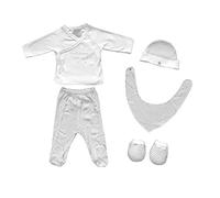 DUFFI BABY | Set Primera Puesta para Bebé Recién Nacido, 5 Piezas - 70% Bambú, 30% Algodón - Conjunto con Chaquetita, Polaina, Gorro, Babero, Manoplas - Suave y Cómodo