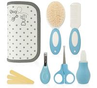 Duffi Baby Set para Cuidado del Bebe Recien Nacido. Juego Cuidado Bebes 6 piezas. Kit de Aseo Estuche con Cremallera Cepillo Pelo Lima Uñas Peine Aspirador Nasal Tijeras Uñas Corta uñas. 1260-12 Azul
