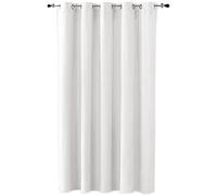 Duffi - Cortina Opaca con Ojales Metalicos. Cortinas Habitacion, Cortina Comedor, Cortinas Salon y Dormitorio. Confeccionada. Efecto Oscurante. 1 Pieza Larga. Color Blanco. 300 x 260 cm