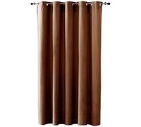 Duffi - Cortina Opaca con Ojales Metalicos. Cortinas Habitacion, Cortina Comedor, Cortinas Salon y Dormitorio. Confeccionada. Efecto Oscurante. 1 Pieza Larga. Color Marrón. 140 x 260 cm