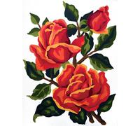 Duftin 3186 K Rosas Naranjas Kit de Tapiz algodón, Multicolor 14 x 18 x 0,1 cm