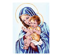 Duftin 6224 Virgen con el niño Tapiz Estampado de Punto de algodón, 30 x 40 x 0,1 cm, Multicolor