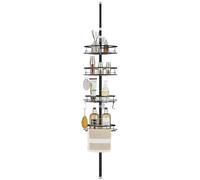 DUFU Estantería Telescopica Baño Acero Inoxidable Sin Taladro Antideslizante y Estable Apto para Bañera y Baño con 4 Esquinero Ducha Altura Ajustable 85-325cm Negro