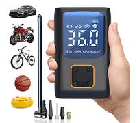 Dufuso Compresor Aire Portatil 150PSI, 6000mAh Inflador Ruedas Coche Mini Compresor, Inflador electrico para Bicicleta Moto, con 4 Adaptadores