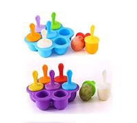 DUGEGAYL 2 Piezas Moldes Helados Silicona, Molde Helado, 7 Cavidades Moldes para Helados con Palitos de Plástico Coloridos, sin BPA, Moldes Helados Bebe, para Helados y Polos