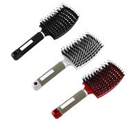 DUGEGAYL 3 Piezas Cepillo de Pelo, Cepillo para el Pelo con Cerdas de Jabalí Naturales, Peine de Pelo Masaje Curvo y Ventilado, para Secado Más Rápido, Reducir el Encrespamiento
