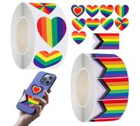 DUGEGAYL Pegatinas de Orgullo Gay - Set de 1000 Pegatinas Autoadhesivas de Corazón y Bandera Arcoíris, Celebrar el Orgullo LGBTQ+