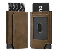 DUGRAFT Pop-up - Tarjetero RFID de bloqueo fino, funda porta tarjetas de crédito de aluminio con bolsillo para dinero de negocios para tarjetas de crédito billetes y monedas, Amarillo Y Verde., 4.33 x