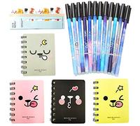 DUGYIRS 12 Piezas Borrable Bolígrafos de Gel Punto Fino Cometer Errores Que Desaparecen Bolígrafos 4 Piezas Cuadernos Pequeños y 1 Perro Nota Adhesiva por Dibujar Escritura Planificador Crucigramas