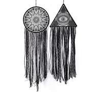 DUGYIRS 2 Piezas Atrapasueños Ganchillo Hecho a Mano Diseño Mal de Ojo con Encaje Triángulo Atrapasueños Redondos Decoraciones Arte Pared Góticas para El Hogar Festival Regalo