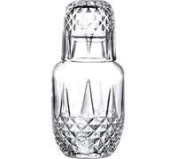 DUHALINE Audrey - Juego de jarra y vaso de cristal para mesita de noche, jarra y vaso de cristal, juego de 2 jarras de agua y taza de noche (525 ml)